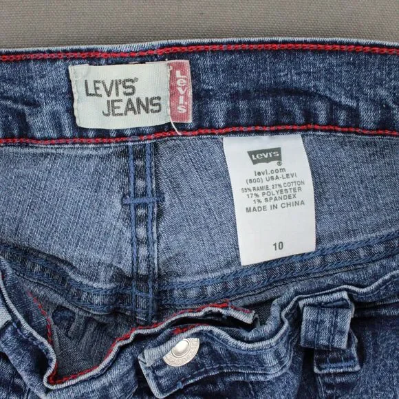 Levis Jeans Shorts Women 10 Blue Mom Medium Wash Stretch Denim Slash Pocket VTG - Picture 2 of 8